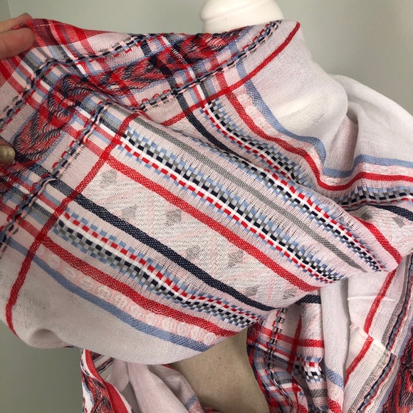 Embroidered Infinity Scarf Red White Blue - Picture 2 of 6